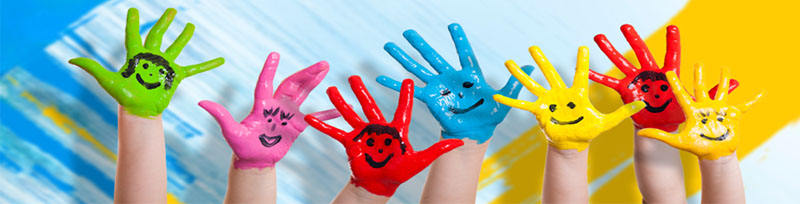 children painted hands